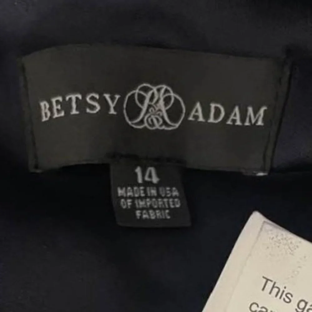 Betsy & Adam Navy Blue Ruffle High-Low Gown Size 14 NWT | Elegant Formal Dress - Picture 11 of 15